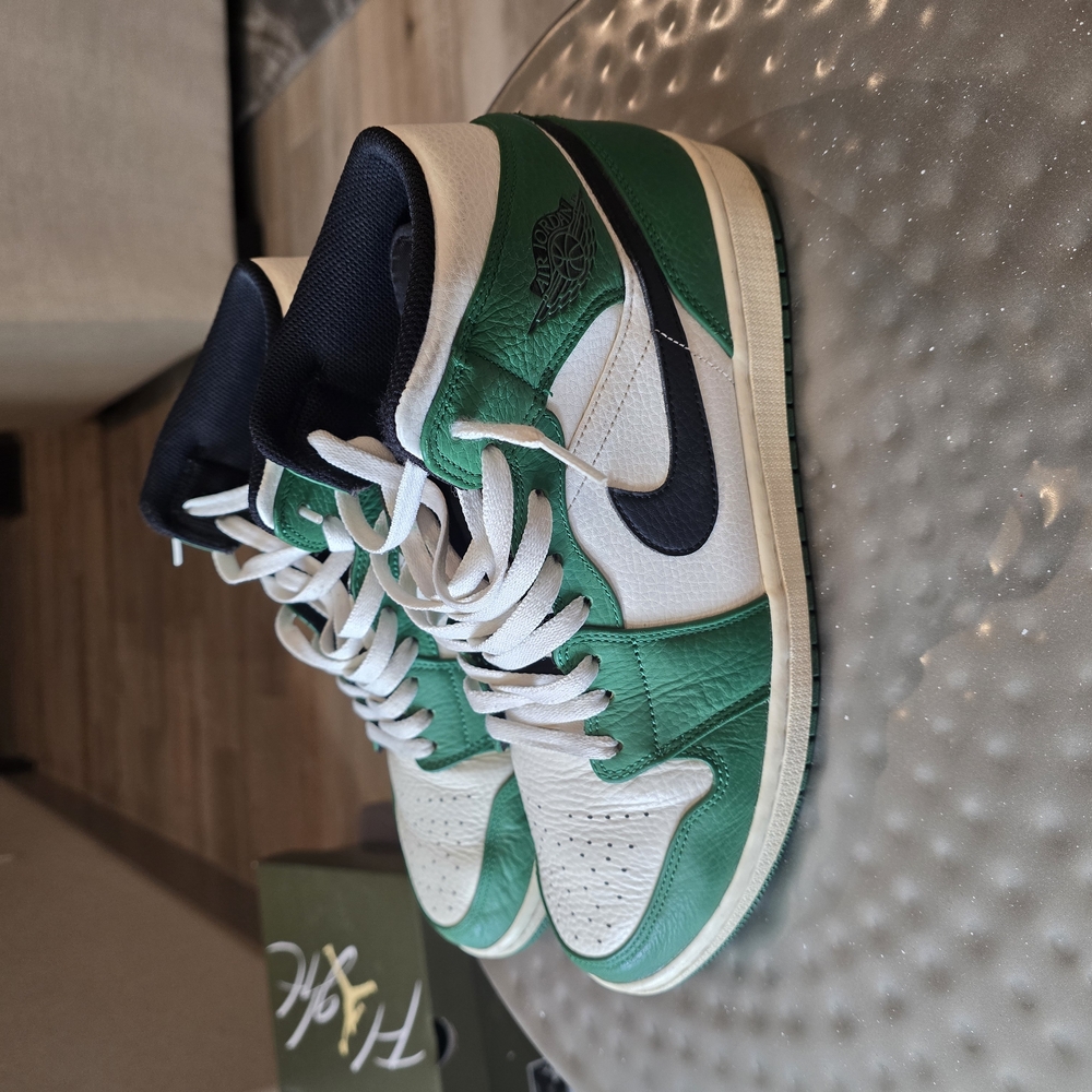 Green and White High-Top Sneakers